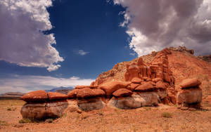 Pedestal Rocks In Desert Wallpaper