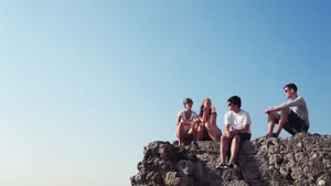 People In The Rocky Edge Wallpaper