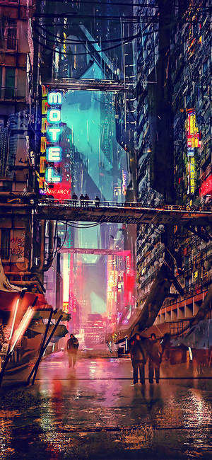People Walking Cyberpunk Iphone Wallpaper