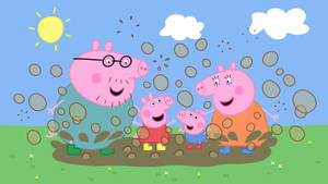 Peppa Pig Family Muddy Puddles Wallpaper
