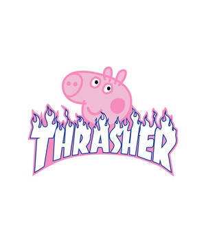 Peppa Pig In Thrasher Logo Wallpaper