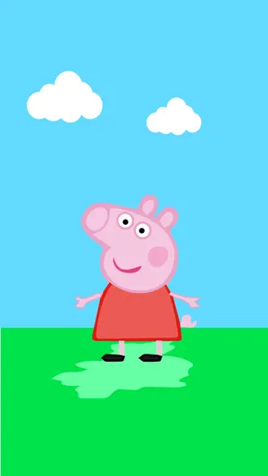Peppa Pig Iphone Grass Cloudy Sky Wallpaper