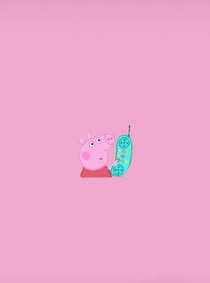 Peppa Pig On A Phone Screen With Pink Background Wallpaper
