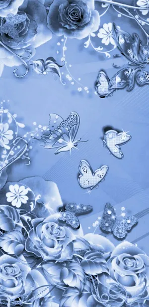 Periwinkle Blue Butterflies Art Wallpaper