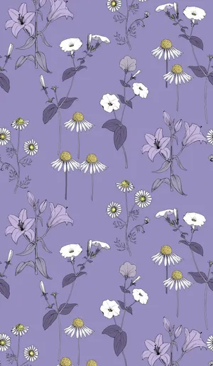 Periwinkle Cute Flowers Pattern Wallpaper