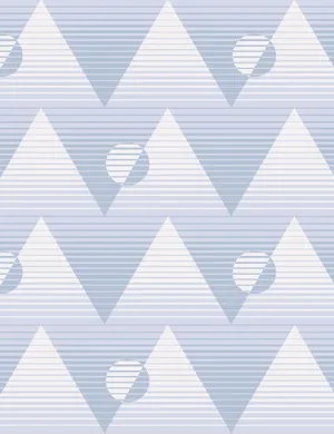 Periwinkle Mountain Sun Pattern Wallpaper