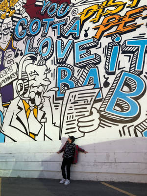 Person Beside Cool Graffiti Wallpaper