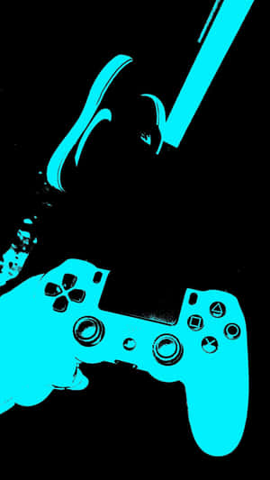 Person Holding Cool Ps4 With Neon Blue Controller Wallpaper