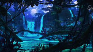 Person In Pandora Waterfalls Wallpaper