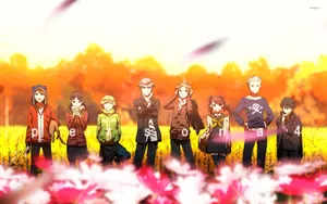 Persona 4 Cast On Golden Field Wallpaper