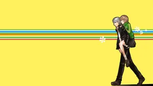 Persona 4 Yu Carrying Chie Wallpaper