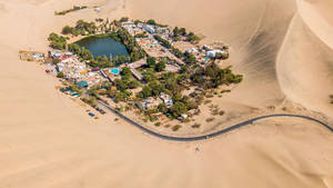 Peru Huacachina Oasis Aerial Wallpaper