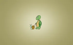 Pet Snail With Cartoon Turtle Wallpaper