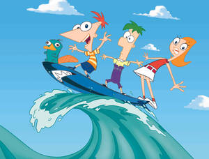 Phineas And Ferb Surfing Wallpaper
