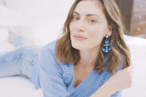 Phoebe Tonkin Blue Outfit Portrait Wallpaper