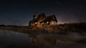 Photo Majestic Sunset Over Dark Nature Wallpaper