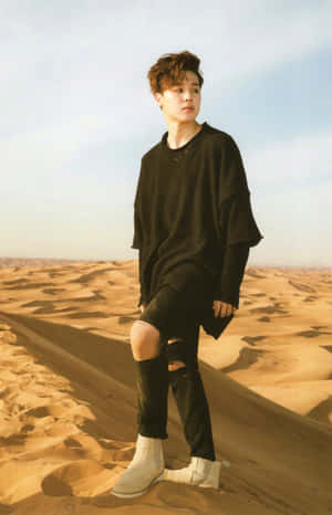 Photoshoot Of Jimin In A Desert Wallpaper