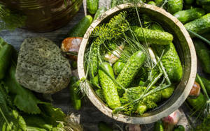 Pickles With Stalks Of Dill Wallpaper