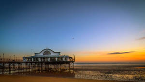 Pier Seafood Restaurant On Beach Sunrise Wallpaper