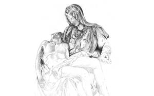 Pieta Pencil Drawing Wallpaper