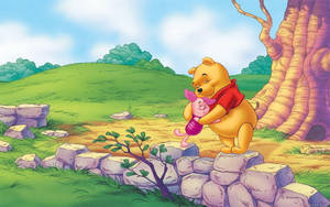 Piglet Hugs Pooh Wallpaper