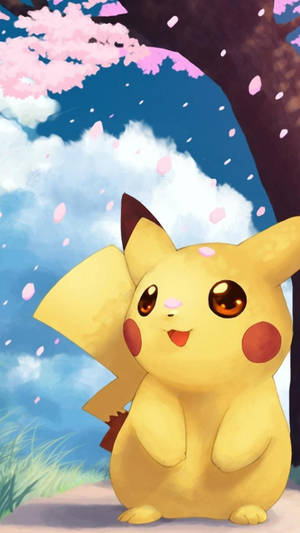 Pikachu Under The Sakura Tree Wallpaper