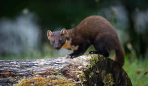 Pine_ Marten_on_ Log Wallpaper