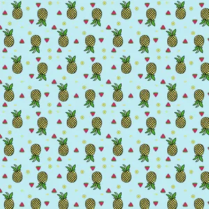 Pineapple And Fruits Pattern Wallpaper