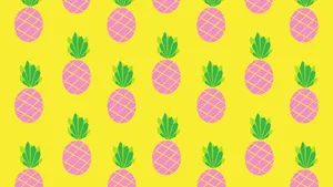 Pineapples On A Yellow Background Wallpaper