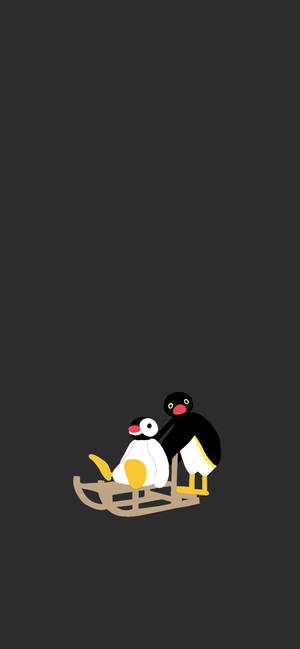 Pingu And Pinga Sledding Wallpaper