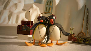 Pingu And Pingo Listening Music Wallpaper