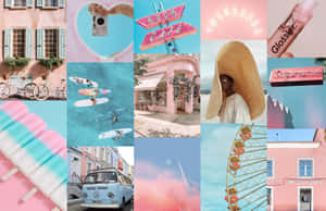 Pink And Blue Cool Collage Wallpaper