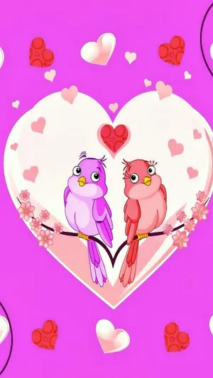 Pink And Purple Love Bnirds Wallpaper