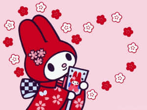 Pink And Red Flowers My Melody Desktop Wallpaper