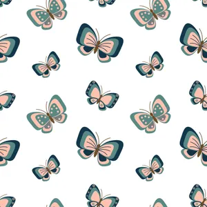 Pink And Teal Pastel Butterflies Wallpaper