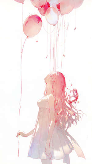 Pink Anime Balloon Girly Tumblr Wallpaper