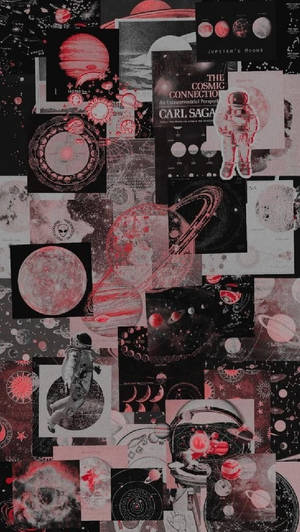 Pink Baddie Outer Space Collage Wallpaper