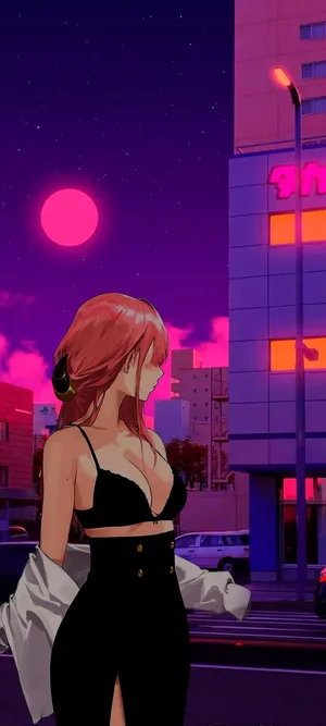Pink Baddie Woman With Black Outfit Wallpaper
