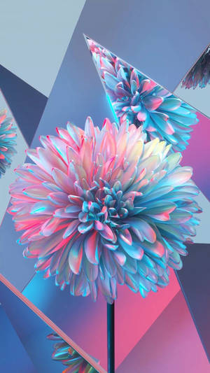 Pink Blue Fluorescent Flower Wallpaper