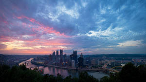 Pink Blue Pittsburgh Wallpaper