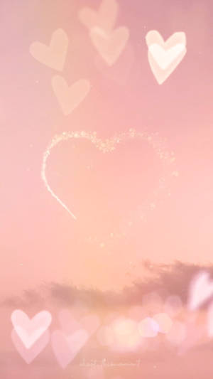 Pink Bokeh Aesthetic Heart Wallpaper