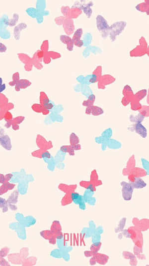 Pink Butterfly Pattern Girly Tumblr Wallpaper