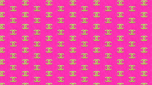 Pink Chanel Logo With Gold Wallpaper