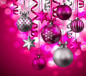 Pink Christmas Balls Digital Art Wallpaper