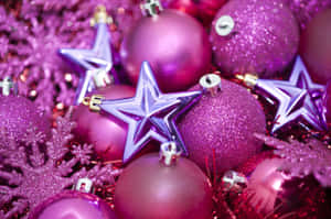 Pink Christmas Glitter Stars Wallpaper