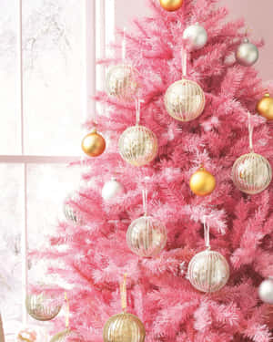 Pink Christmas Tree With Decorations Wallpaper