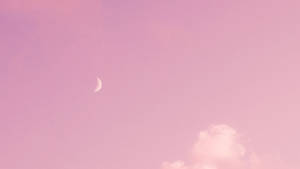 Pink Cloud Thin Moon Wallpaper