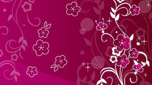 Pink Color And White Florals Wallpaper