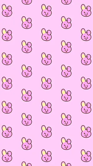 Pink Cooky Pattern Bt21 Wallpaper