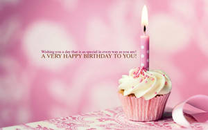 Pink Cute Cupcake Birthday Background Wallpaper